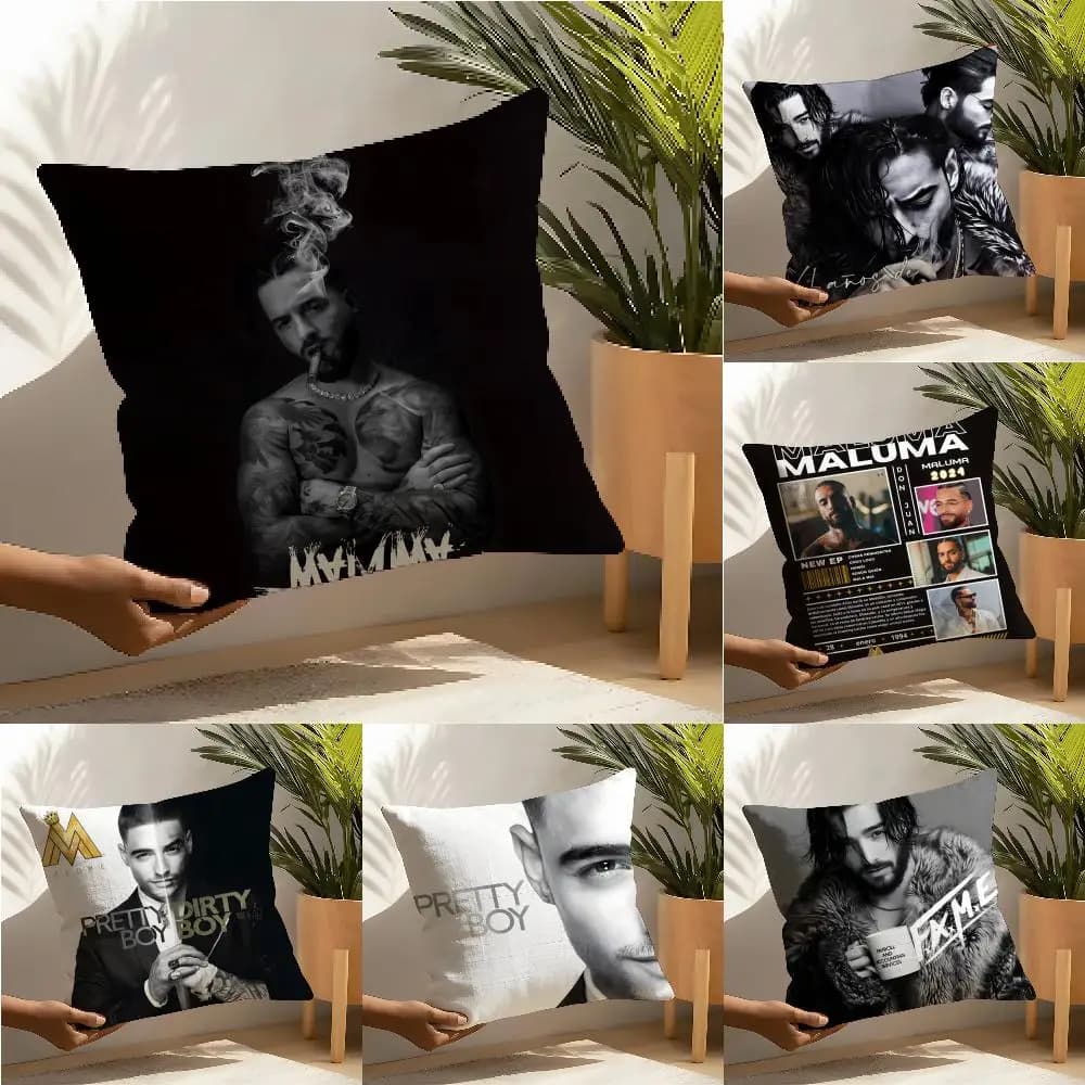 Pretty Boy Music Singer M-Maluma 2 Federa per cuscino in lino, decorazione per la casa, divano, copricuscino