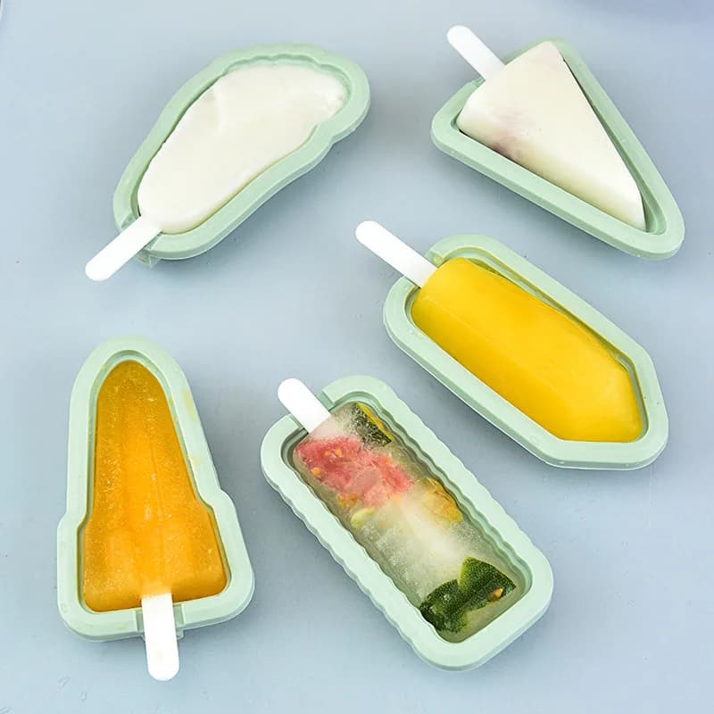 Stampo in silicone per ghiaccioli con coperchio, facile da usare, per gelati fatti in casa, riutilizzabile, monoporzione