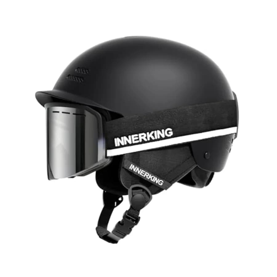 Set Casco e Occhiali da Sci, Casco da Snowboard, Casco Regolabile Antivento e Antiurto per Sport sulla Neve, Taglia M 55-58 cm
