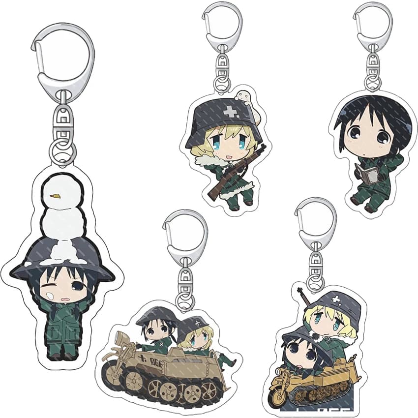 55MM Anime Girls' Last Tour Acrylic Keychain Chito Yuuri Kanazawa Ishii Figure Cute Exquisite Gifts