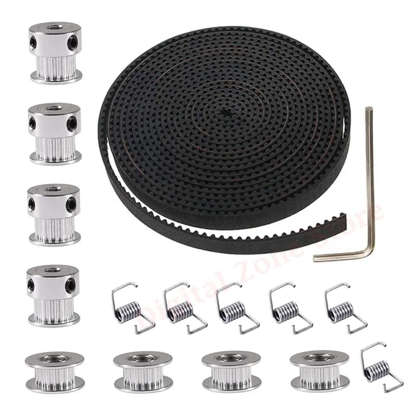 Hole 5mm 20 Tooth Pulley Wheel 3D Printer Strap 5 Meters GT2 Belt 6mm Width, Tender, Prusa I3, Kossel, CR10,10S