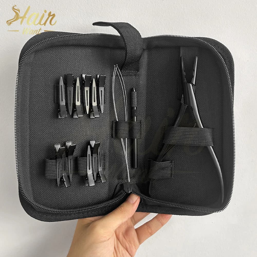 Hair Want Pinze Microlink con 2 fori Kit di pinze per estensioni dei capelli per perline Fermagli per capelli in metallo per estensioni di trama da cucire