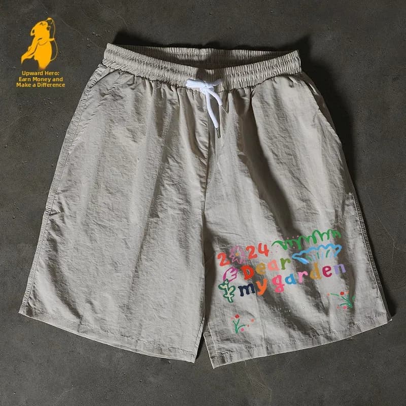 Quick Dry Outdoor Five-Point Sports Shorts Casual Loose Men's Pants Straight Leg Cotton Polyester Blend Summer Shorts