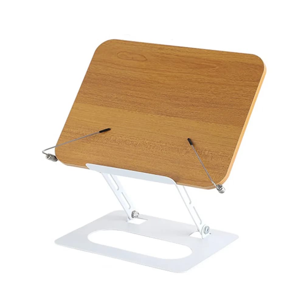 Supporto per lettura in legno massello 360 ° Supporto per Libri Girevole e Pieghevole con Clip Elastici per Pagine, Supporto Regolabile per Laptop, Rialzo da Scrivania
