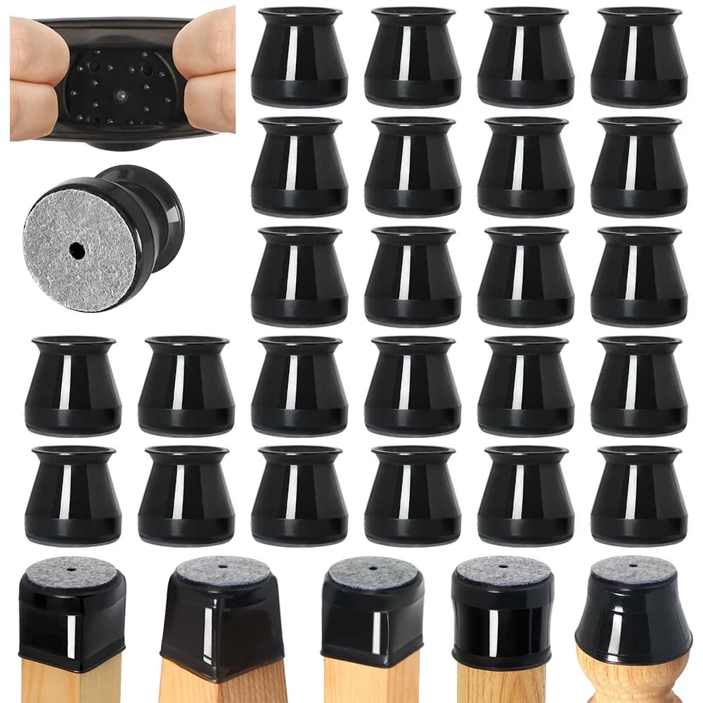 36/Pz Protezioni per pavimenti per gambe di sedie in silicone con feltro antiscivolo, tazze per mobili per pavimenti in legno duro, proteggono i pavimenti dai graffi