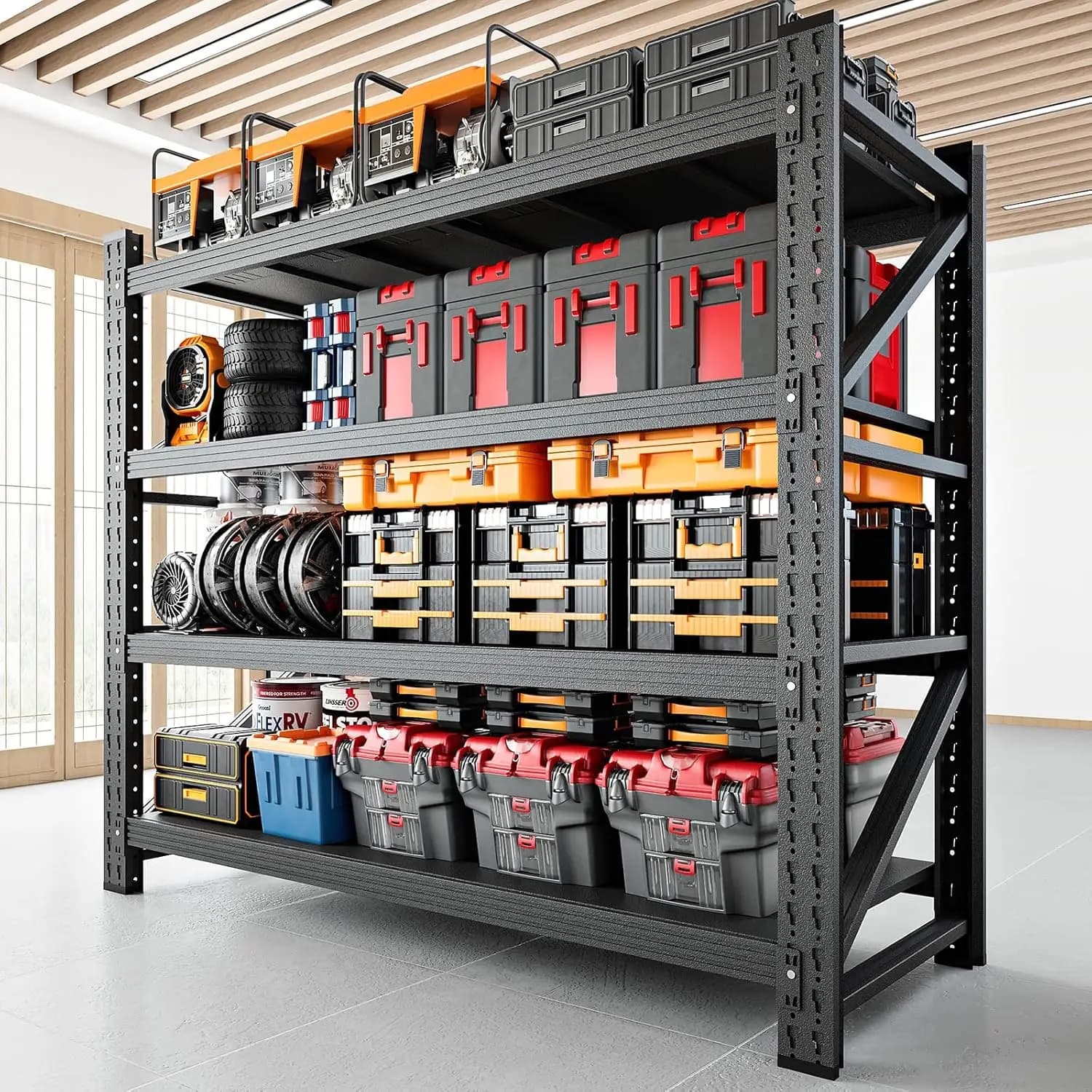 3000LBS Storage Shelves, 48" W Garage Shelving Heavy Duty Metal Adjustable Garage Shelves, Shelving Units, Customized