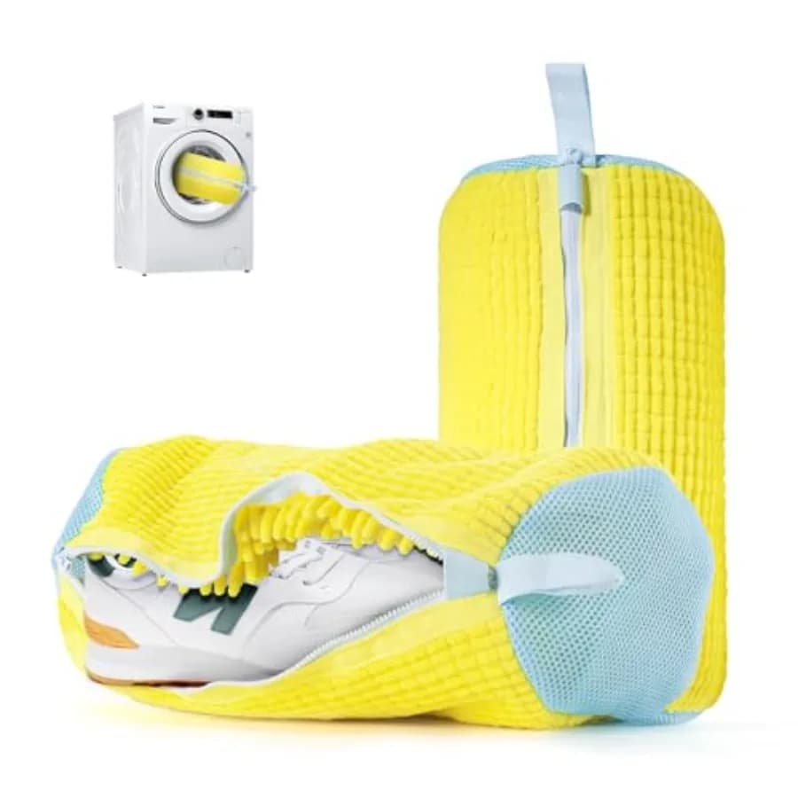 Shoe Washing Machine Bag Reusable Laundry Shoe Bags for Washer and Dryer, Durable Chenille Microfiber with 360° Cleaning, Hidde
