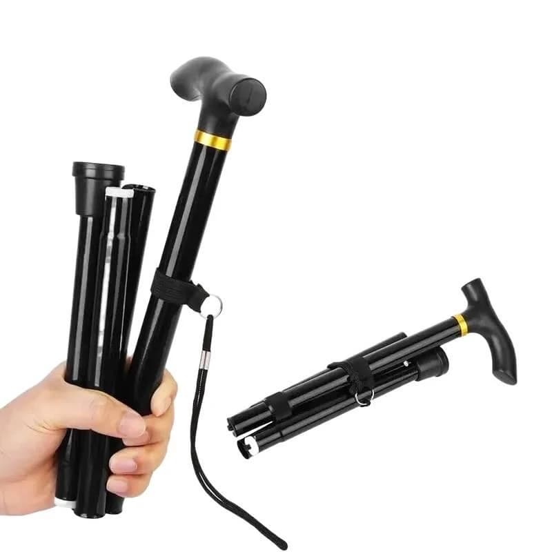 1PC Adjustable Telescopic Folding Aluminum Alloy Hiking Stick Non-Slip Trekking Pole Portable Walking Cane for Elderly Outdoor C