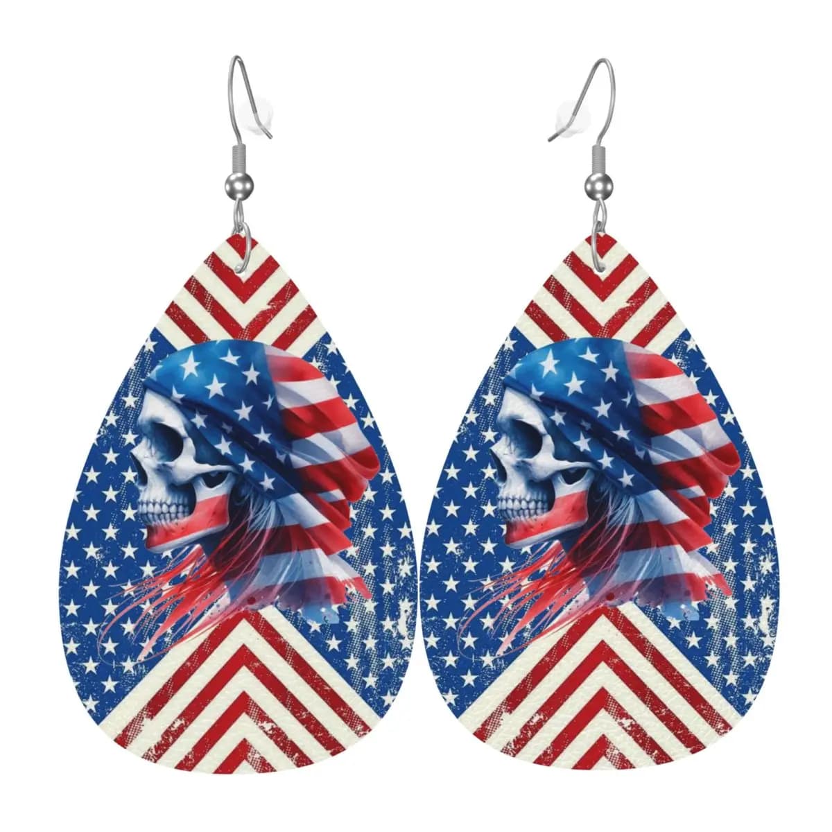 Orecchini personalizzati in pelle con bandiera teschio americano per donna Orecchini pendenti a goccia Accessori per gioielli