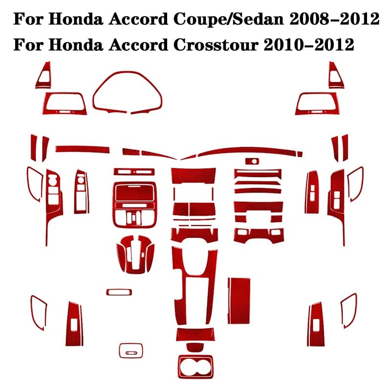 For Honda Accord Crosstour 2010-2012 Carbon Fiber Red Stickers Car Interior Accessories For Honda Accord Coupe/Sedan 2008-2012