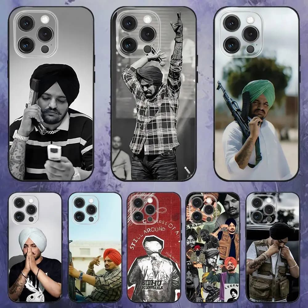 Custodia per Telefono SINGER Sidhu Moose Wala per iPhone 17,16,15,14,13,12,11,Pro,Max,Plus,E,Air,Mini Nera Antiurto