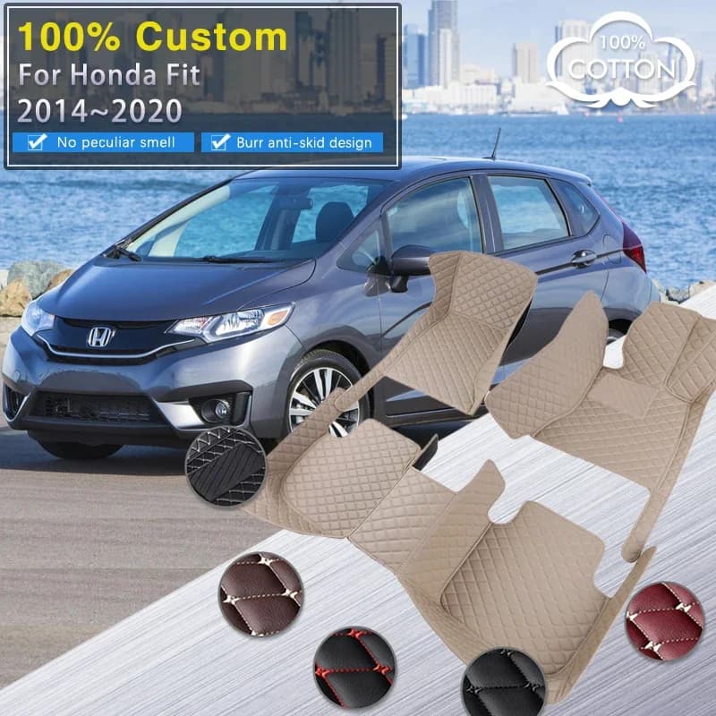 Tappetini per auto RHD completi per Honda Fit Jazz GK3 4 5 6 7 2014 ~ 2020 Tappetino in pelle di lusso Tappeto parti interne Accessori per auto