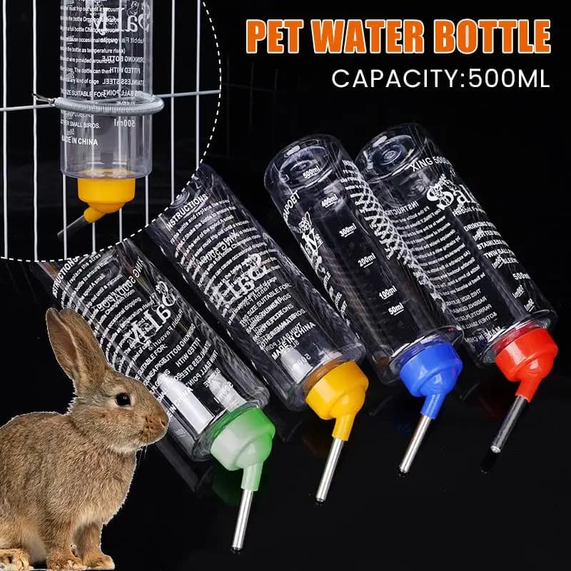 Distributore di acqua per conigli da 500 ml Bottiglia d'acqua appesa con cuscinetto a sfera Dispenser di bottiglia d'acqua Alimentatore per criceti appeso sulla gabbia per animali domestici
