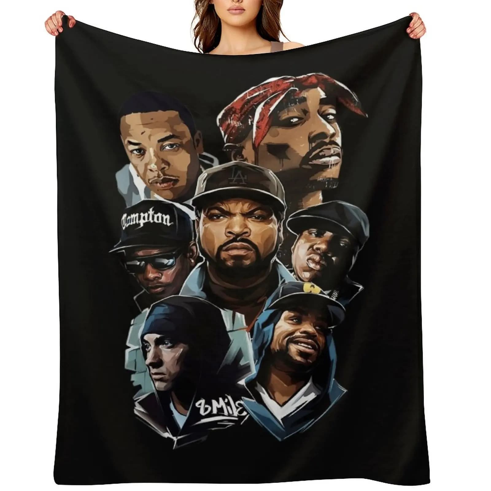 Official cover Tupac Love Vintage California, Pile cover for sleeping, Pelo travel bag, Manga blanket