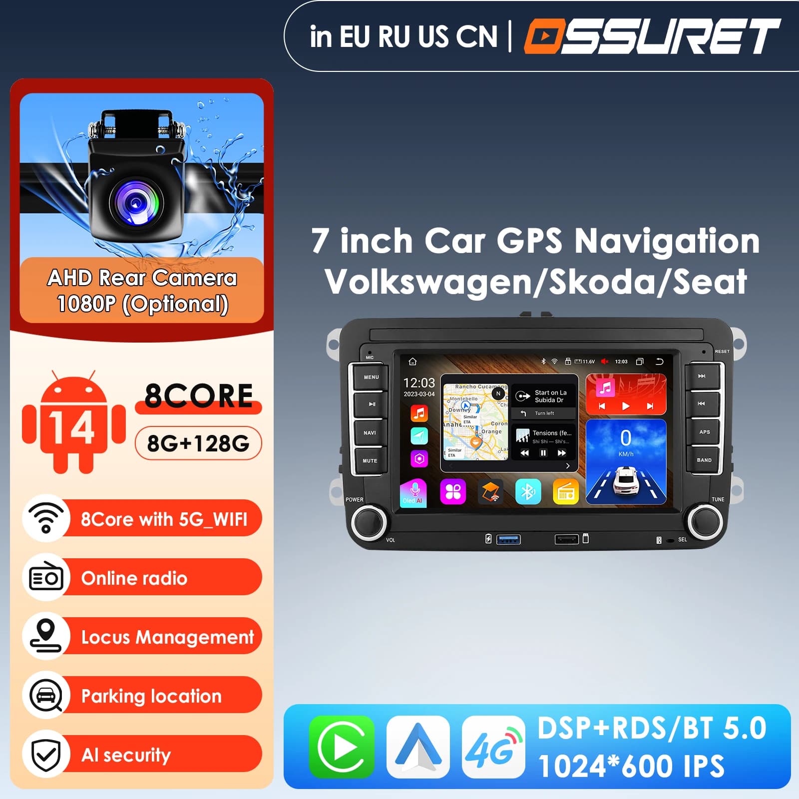 2 Din Android Autoradio GPS per VW/Volkswagen Golf 5 6 Passat B7 B6 Skoda Seat Octavia Polo Tiguan Jetta AutoRadio WIFI USB SD