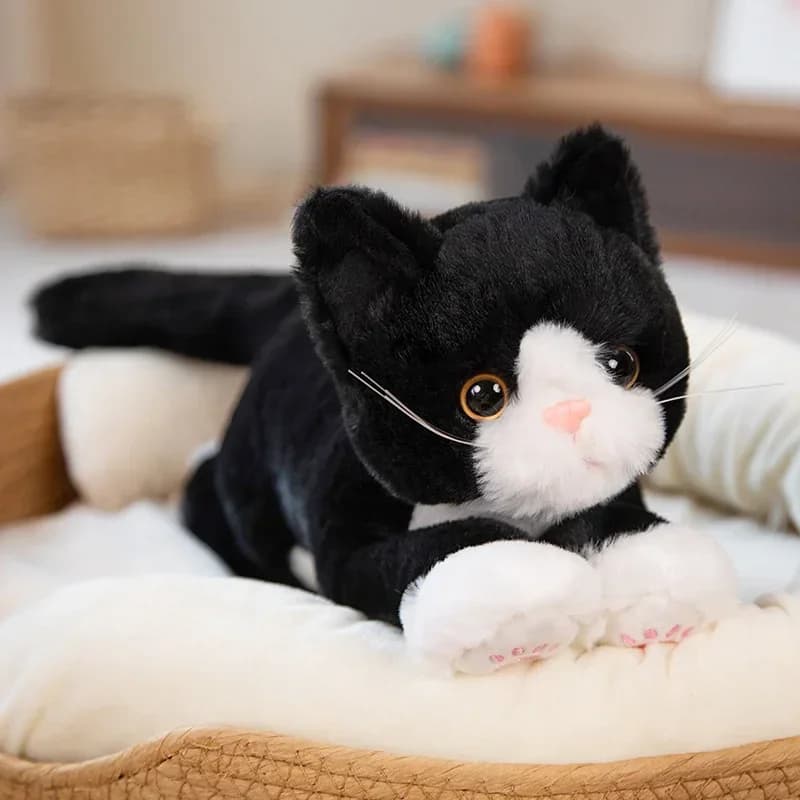 47 CM Simulato Simulato Gatto Bambola Peluche Ripiene Morbido Animale Peluche bianco Grigio Gattino Cuscino Per Bambini Ragazze Regalo Di Compleanno Giocattoli Per Animali Domestici Deco