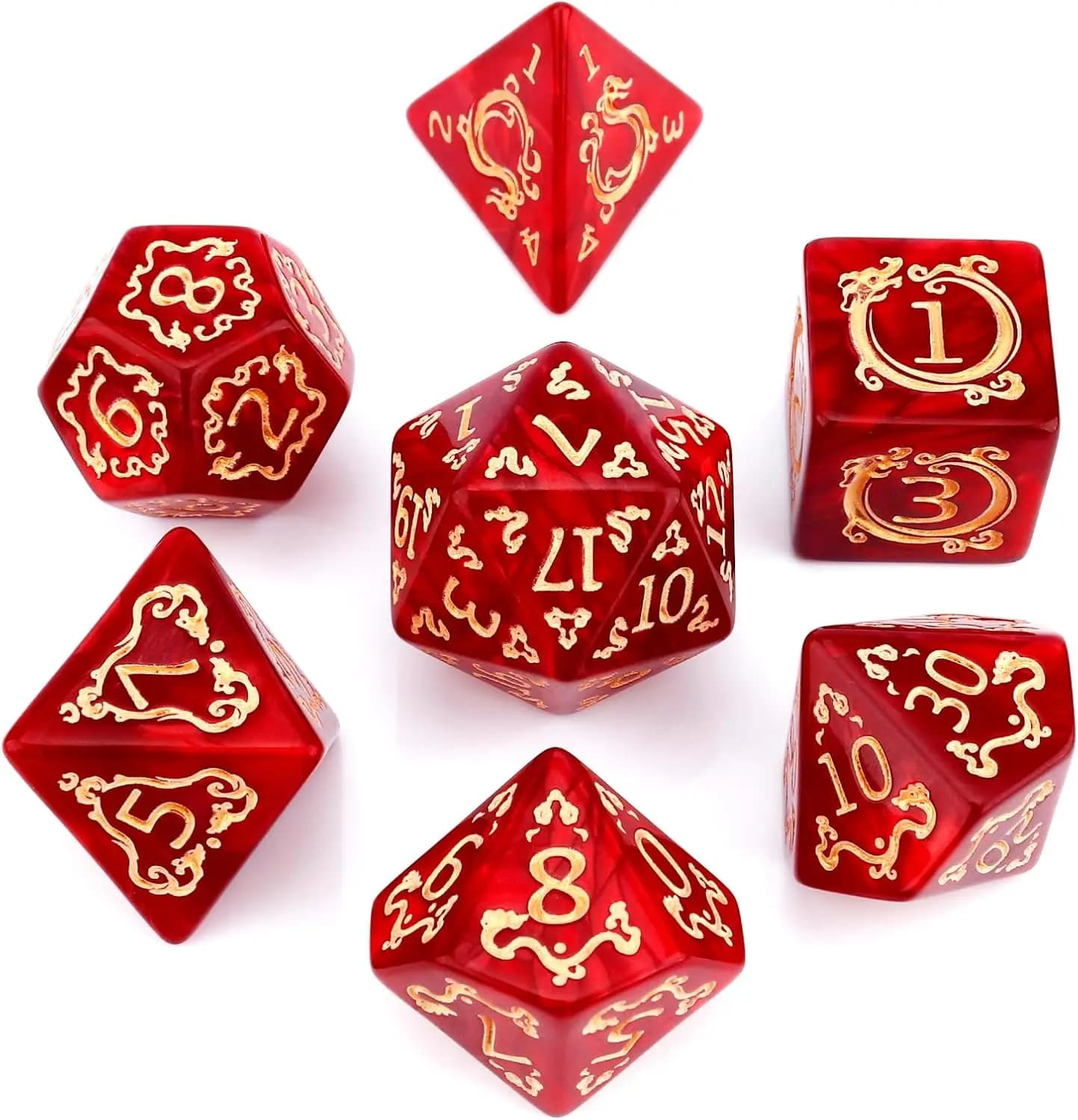 7 pezzi DND Dragon Dice Set Dadi poliedrici RPG per Dungeons and Dragons D&D Pathfinder Call of Cthulhu Gioco da tavolo Regalo