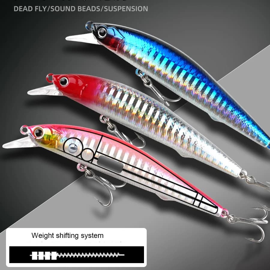 Esca Artificiale Minnow Sospeso con Trasferimento di Peso 10g 12g, Jerkbait, Crank, Popper, Wobbler per Carpa e Luccio, 10cm 12cm