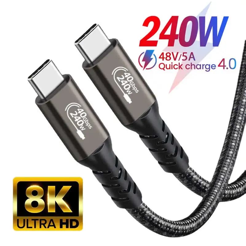 Cavo USB4 Thunderbolt 3/4 40Gbps USB C 4K Cavo video PD240W Caricatore rapido per disco rigido M1 MacBook Pro Cavo dati USB4.0 Gen3