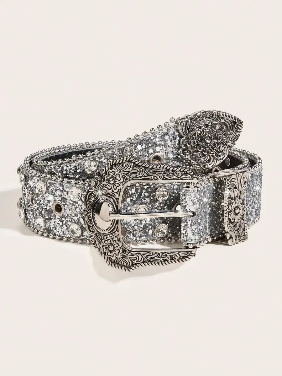 1pc Women's Western Cowgirl Style Rhinestone Studded Y2K Waist Belt, Suitable For Everyday, Party, And Social Occasions Summer,