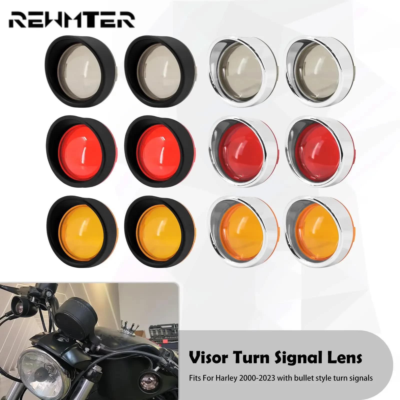 Copriobiettivo per visiera per indicatori di direzione per moto 2 pezzi per Harley Softail Dyna Sportster XL 883 1200 72 Touring Road Street Glide