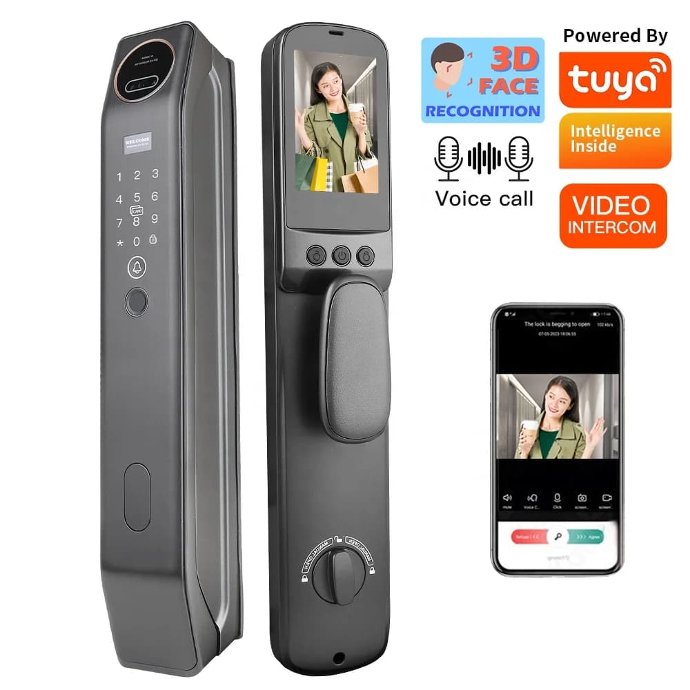 Antifurto Impronta Digitale Tuya Wifi App Serratura Digitale Con Camara Rfid 3D Riconoscimento Facciale Smart Door Lock Video Citofono