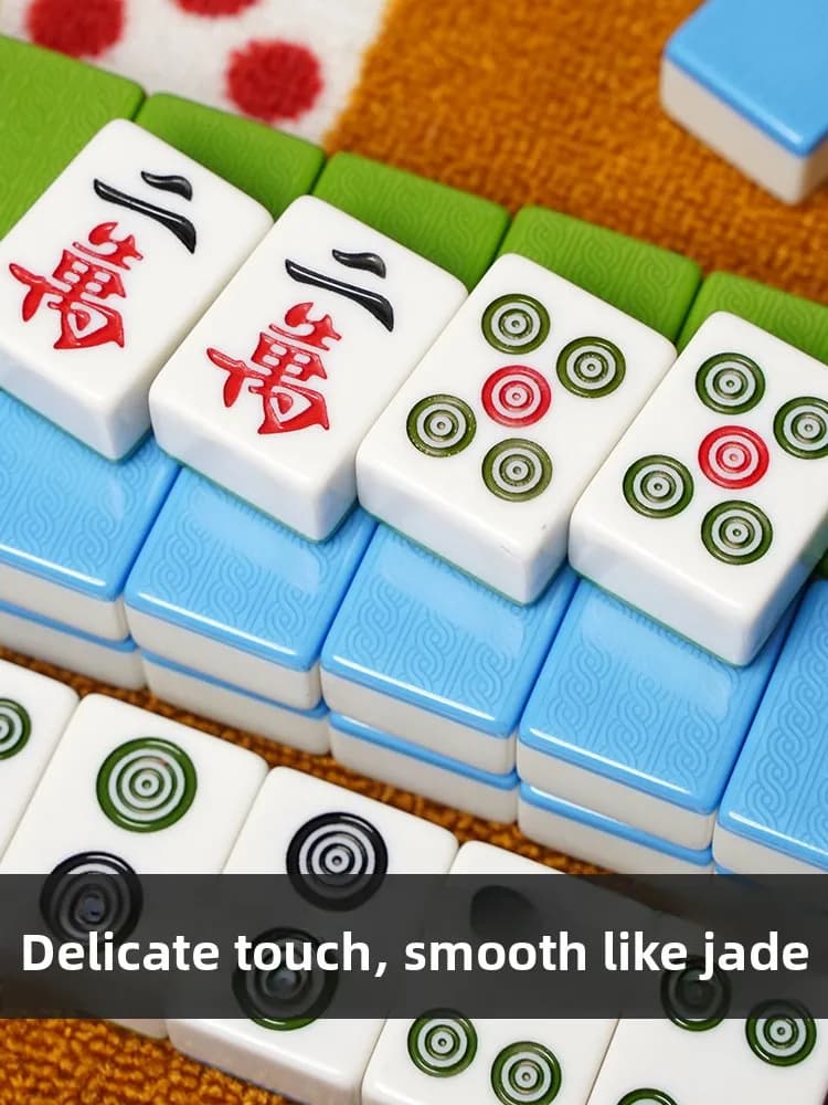 Set Mahjong da 136 Pezzi con Tessere Grandi e Medie per Uso Domestico, Realizzate a Mano, 108 Regali, Stile Sichuan Guangdong Rosso Medio