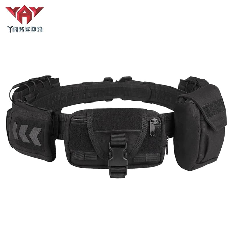 YAKEDA Tactical Battle Belt Quick Release with Accessories Pouches 7 in 1 Belt for Men