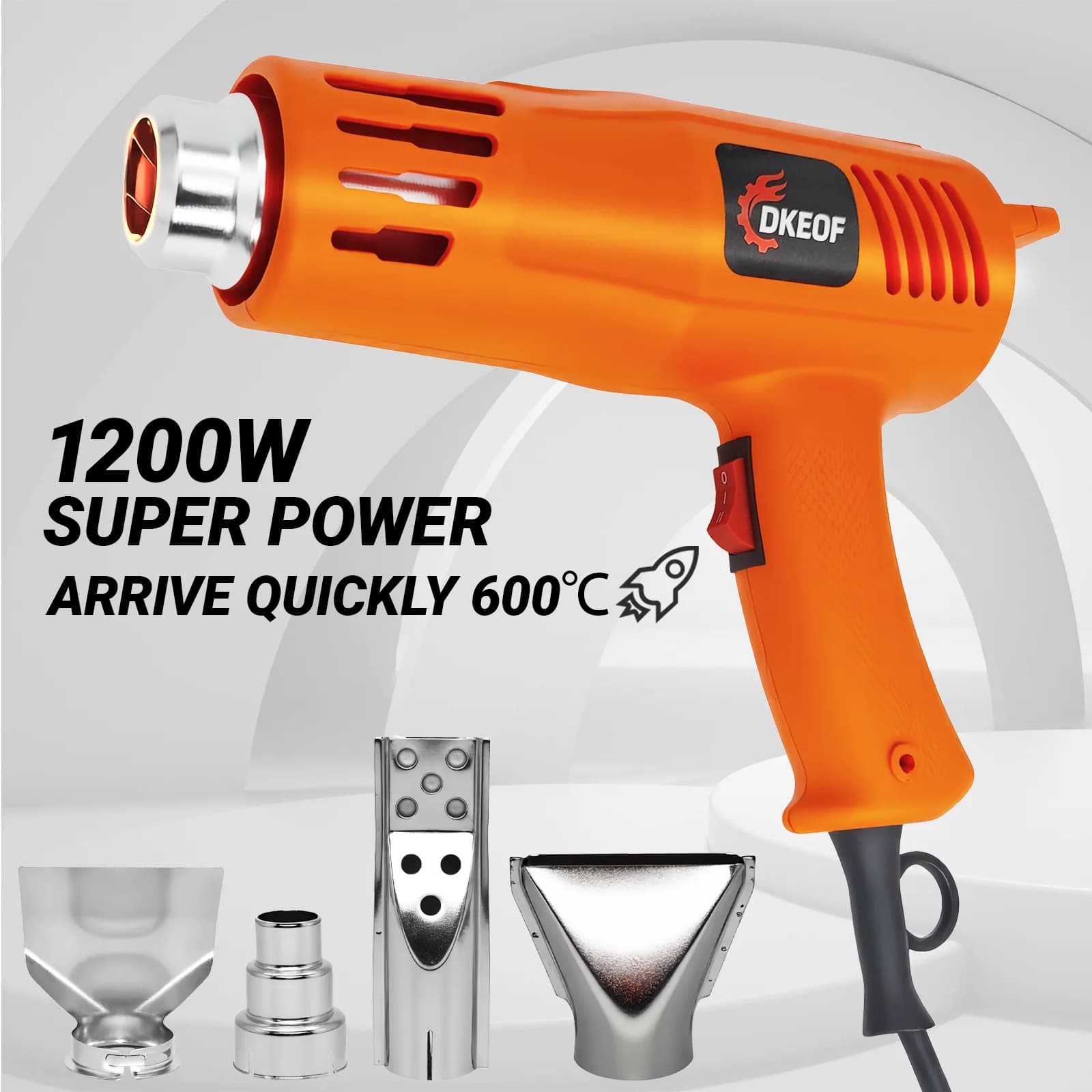 1 Pistola ad aria calda elettrica portatile da 1200 W, strumento manuale con elemento riscaldante, adatta per piegatura, formatura, asciugatura e scongelamento della plastica
