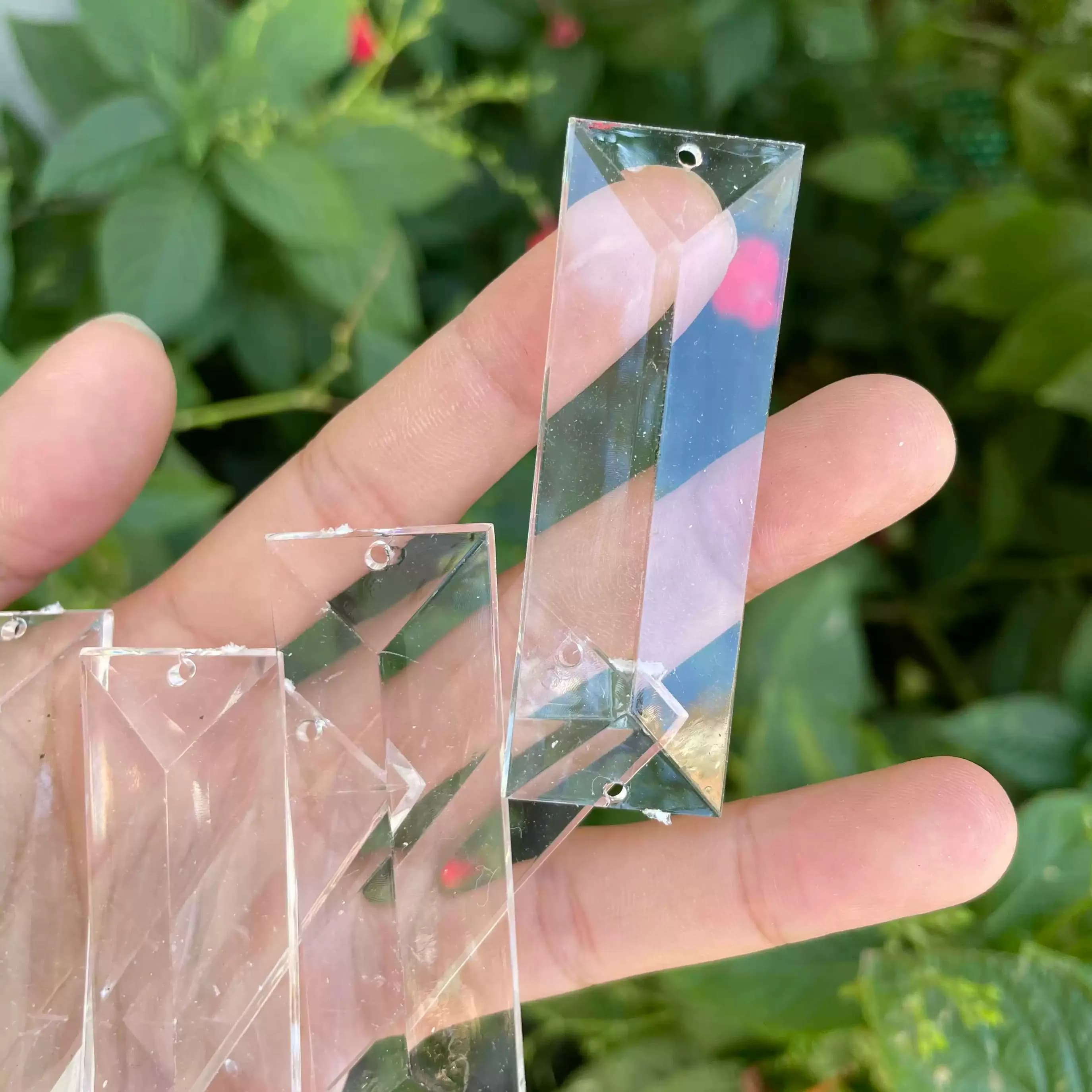 Ciondoli in plastica lucida da 50g per tende di perline, decorazioni da appendere, forniture artigianali, perline acriliche rettangolari in cristallo