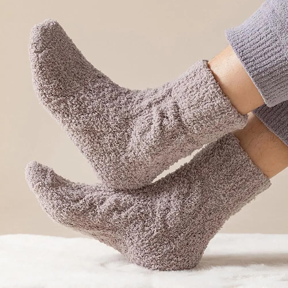 Soft Comfortable Socks Cozy Coral Fleece Slipper Socks for Women Thick Winter Thermal Sleep Socks Soft Warm Mid-calf Fuzzy
