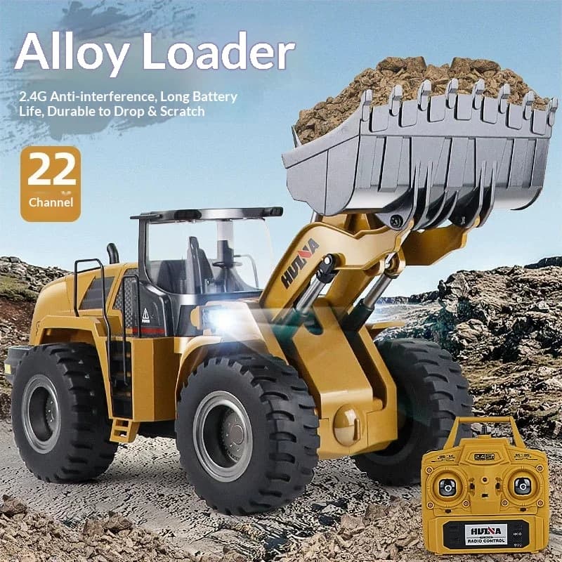 HuiNa 1583 Bulldozer Telecomandato 1:14, Veicolo da Costruzione in Lega di Grandi Dimensioni, Caricatore Elettrico per Hobby Adulti e Gioco all'Aperto