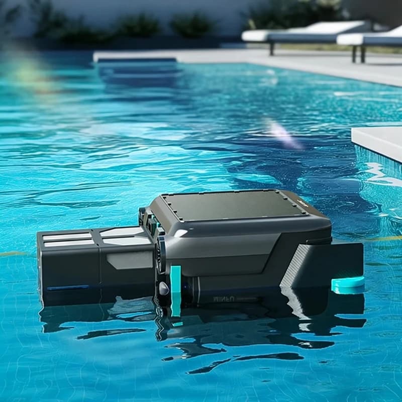 Robot Pulitore Automatico per Piscina, Skimmer Solare per Foglie, Strumenti e Accessori per la Pulizia della Piscina per Casa e Esterni