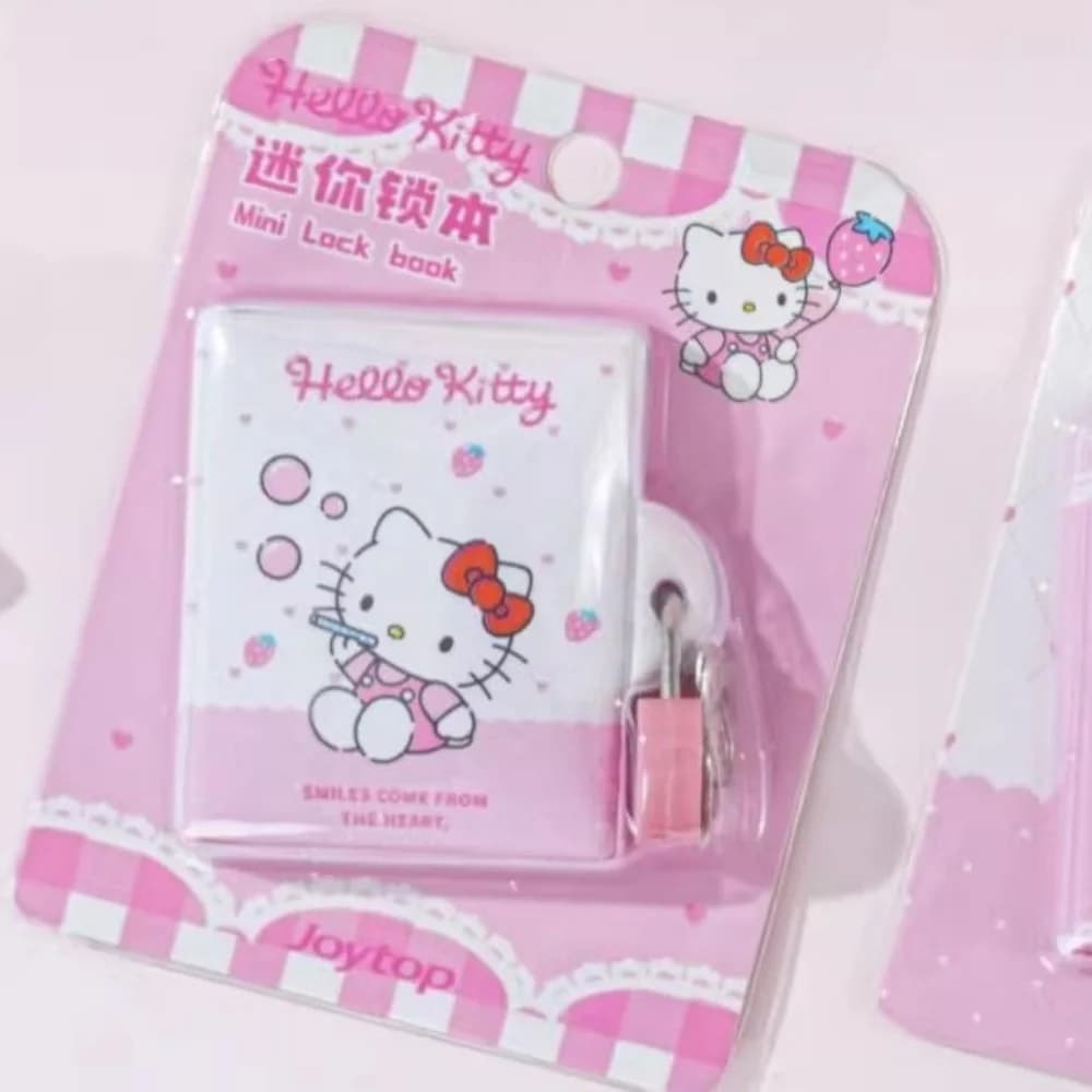 Autentico Taccuino Kawaii Sanrio Hello Kitty con Mini Lucchetto, Diario Segreto Portatile per Studenti, Agenda Cartoon, Regalo di Cancelleria Scolastica per Ragazze