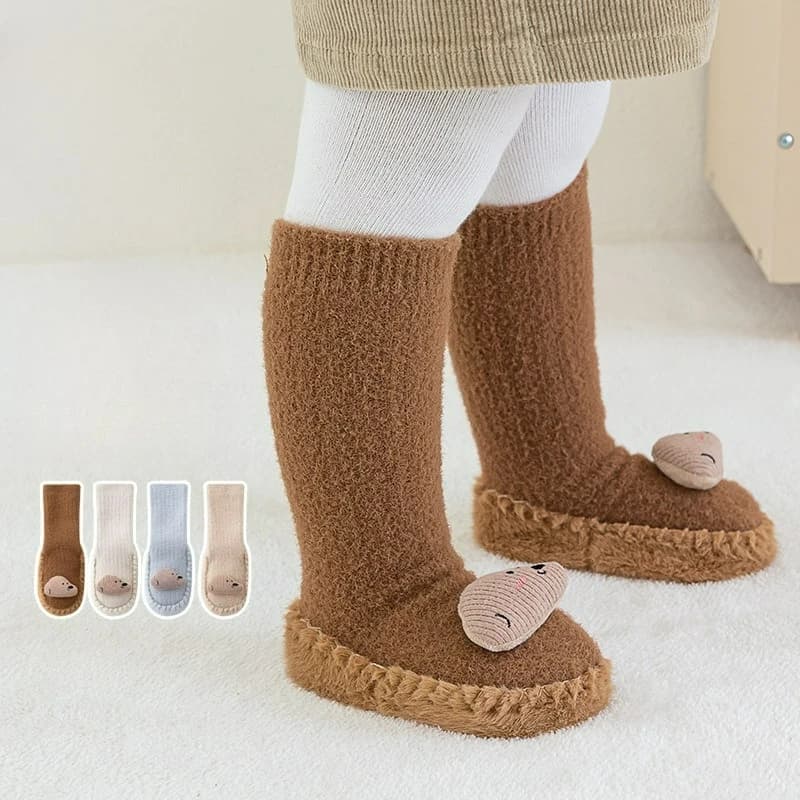 New Shoes and Socks Cartoon 2026 with Leather Sole, Winter Footwear Padded and Hot