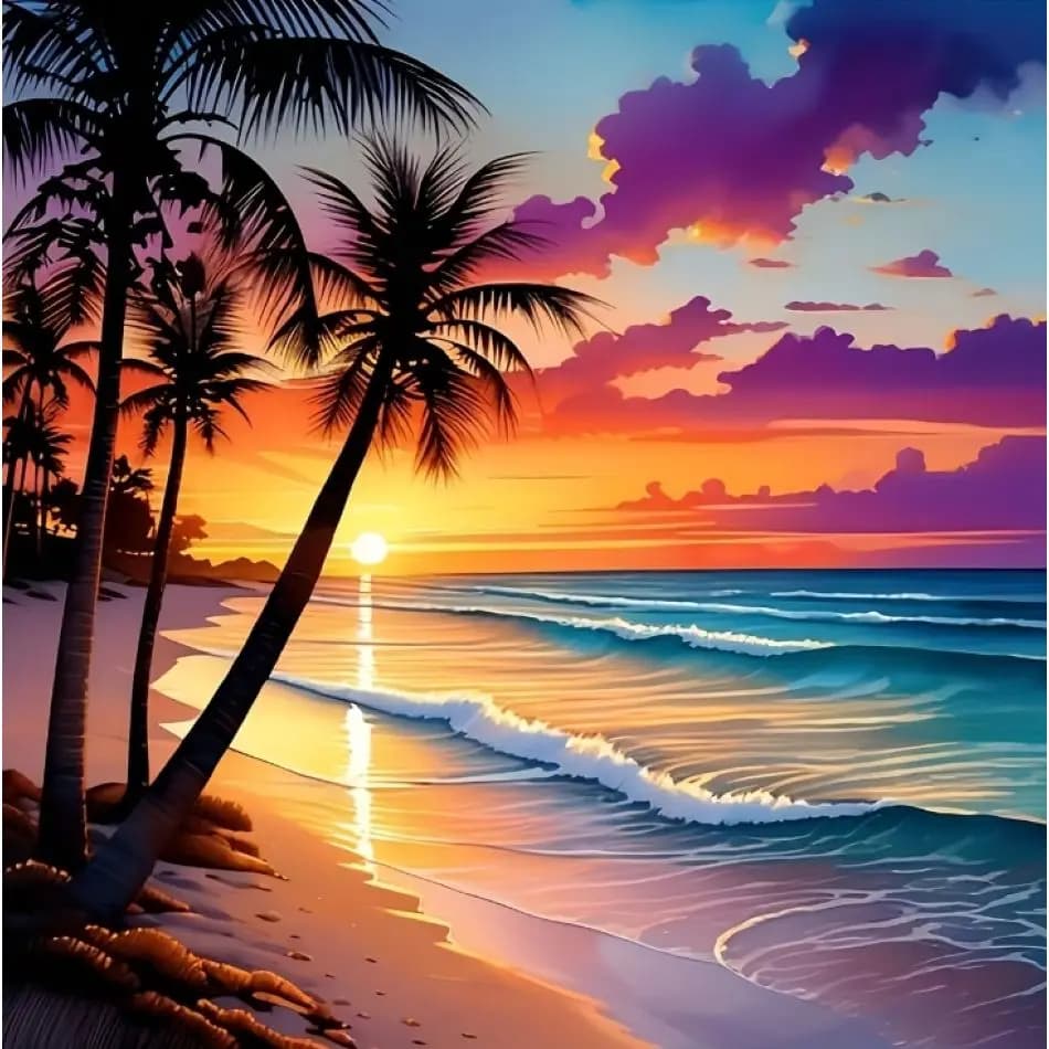 RUOPOTY Seaside Sunset Diamond Painting Kit Home Wall Decor Adult Diamond Art Landscape Full Round Craft Supplies For Adults Art