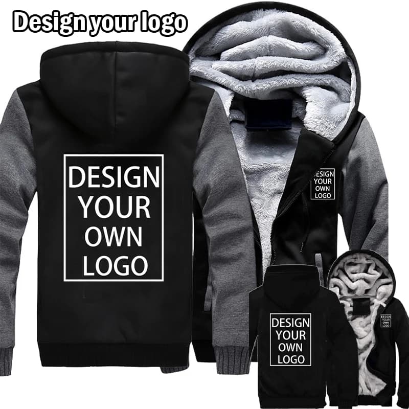 Customize your logo Men's Winter Thick Jackets Long Sleeved Zippered Jackets Fashion Outdoor Loose Hot Coat Custom Clothing