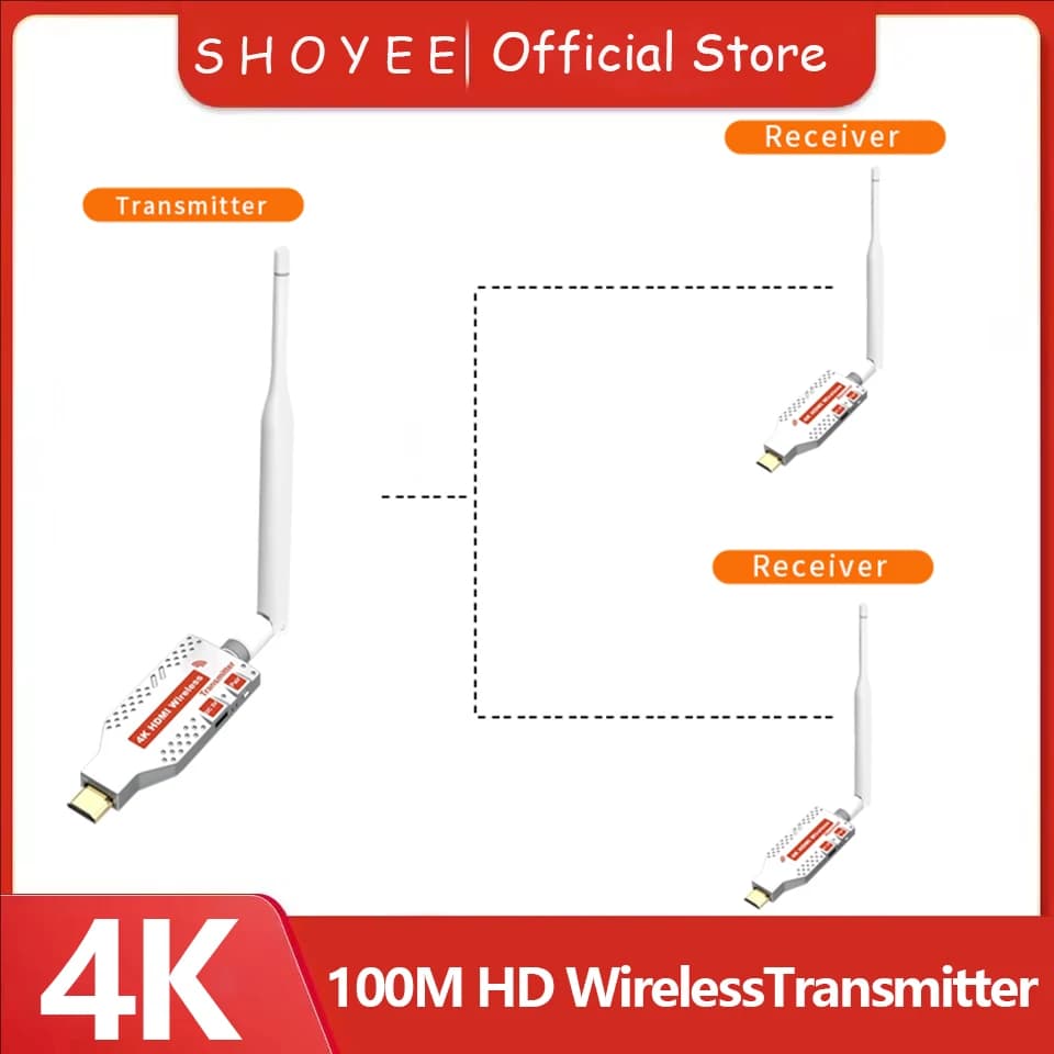 Trasmettitore e ricevitore HDMI video wireless 5.8G, trasmettitore audio Bluetooth per riunioni extender HDMI per laptop, TV, proiettore