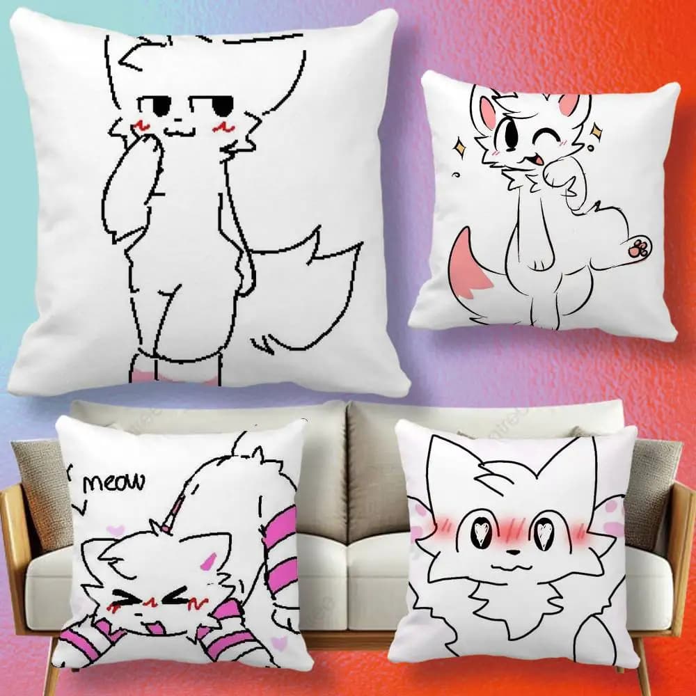 Cute B-boykisser Silly Cat Double-sided printed pillow cover Solid color minimalist pillowcase, fits all bedroom styles