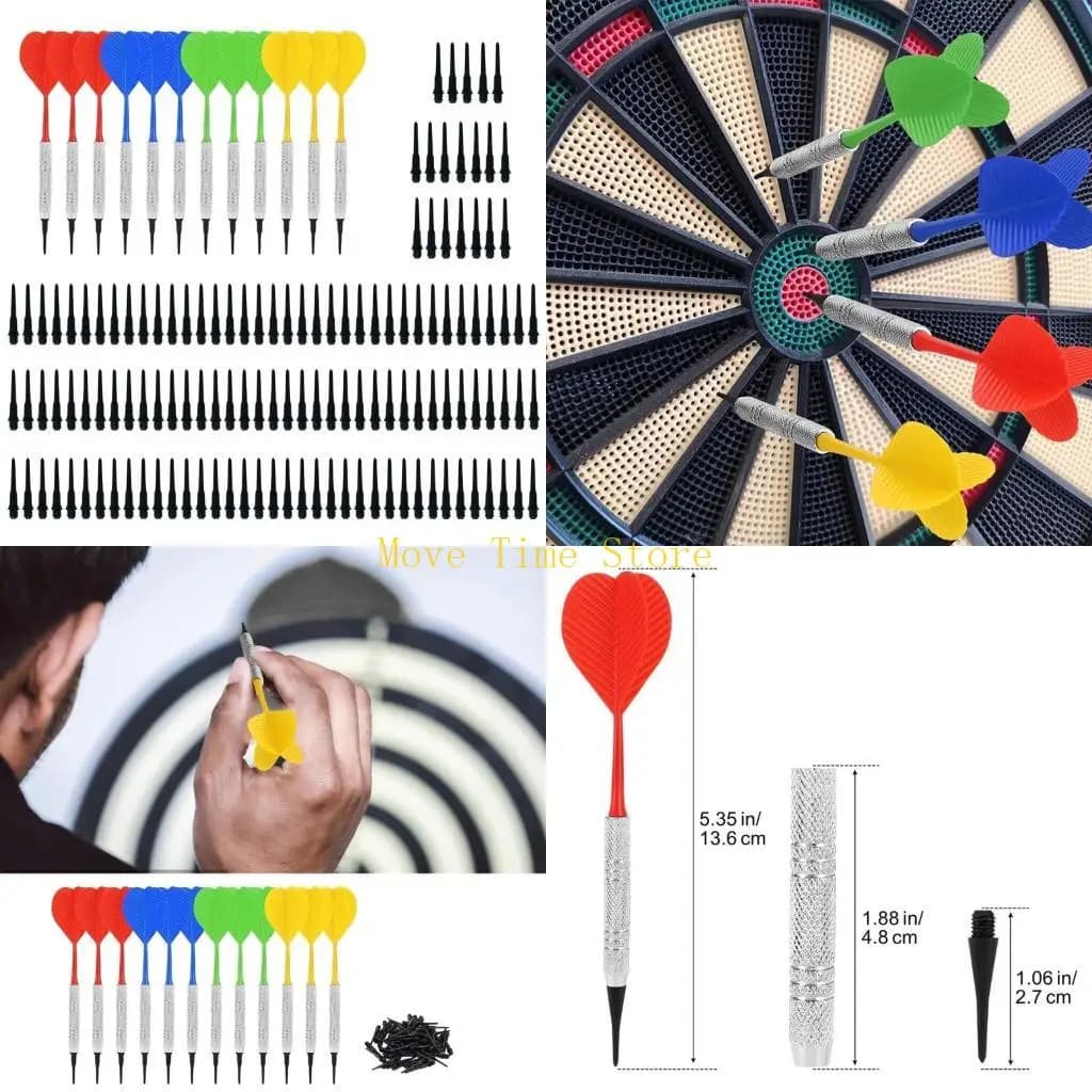 92ME Iron Nickel Plated Shaft Plastic Flight Safe Darts Soft Darts Set with 100 Tips