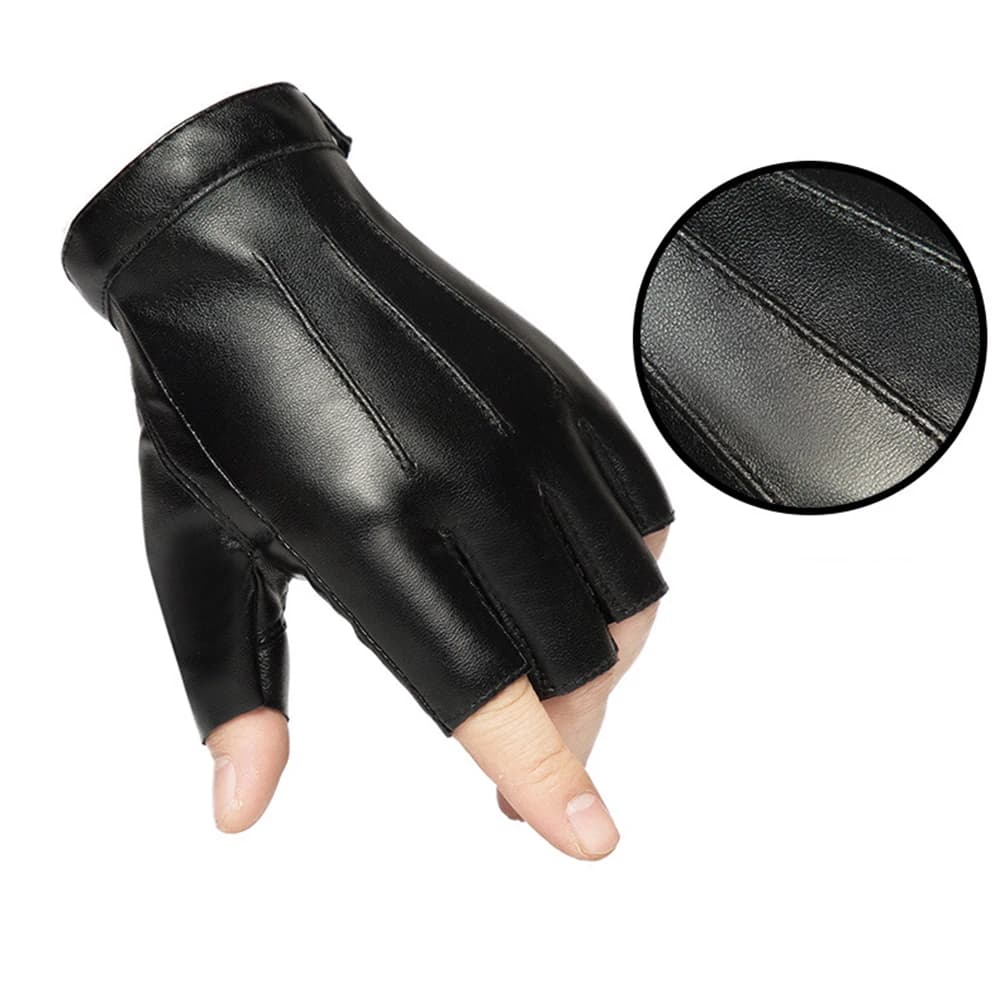 Men's and Women's Leather PU Gloves without fingers Fitness Sport Button Street Dance Run Fishing tactics Four season cycling gloves