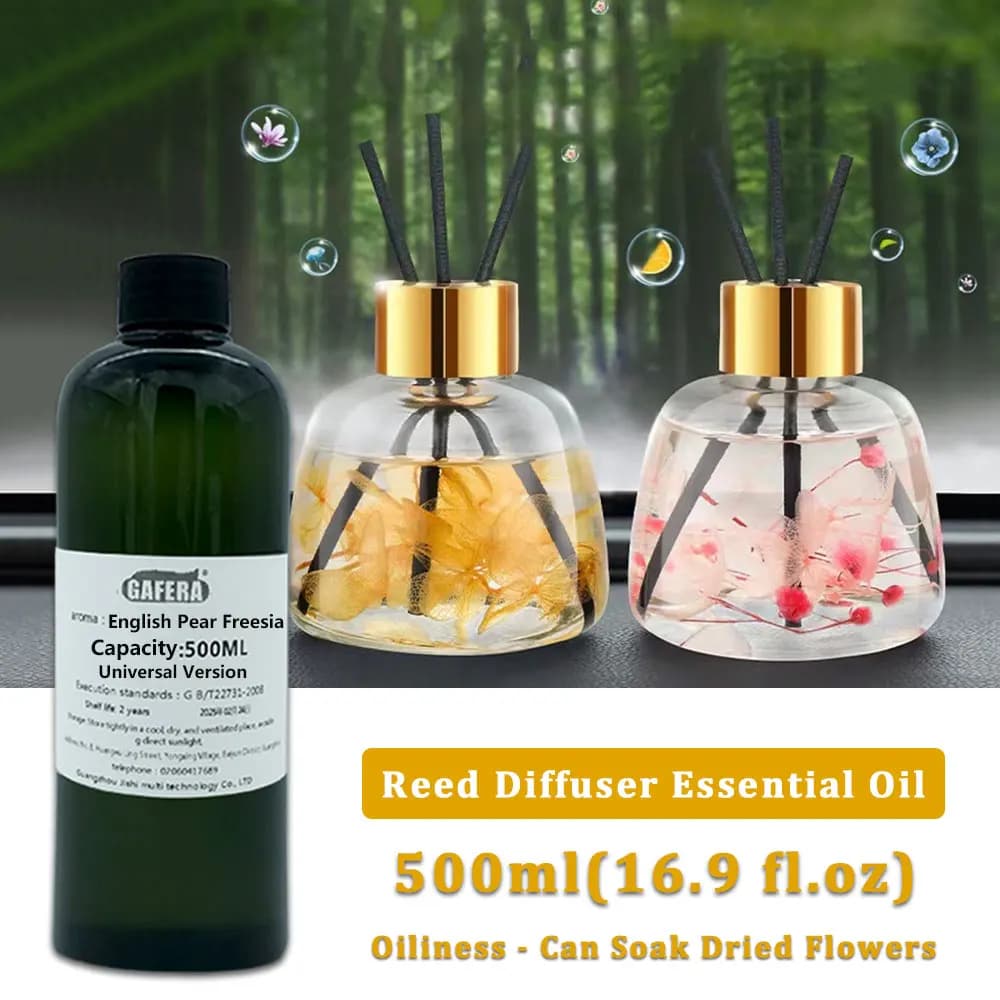 GAFERA 500 ml (16,9 fl.oz) Olio essenziale di pera inglese Freesia/Cedro - Per hotel/stanza/diffusore di ance per WC e aromaterapia senza fiamma
