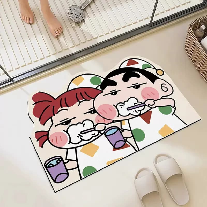 Crayon Shinchan Bath Shower Mat Absorbent Quick Dry Non Slip Soft Anime Decorative Floor Door Water Uptake Crayon Shin Chan Mat