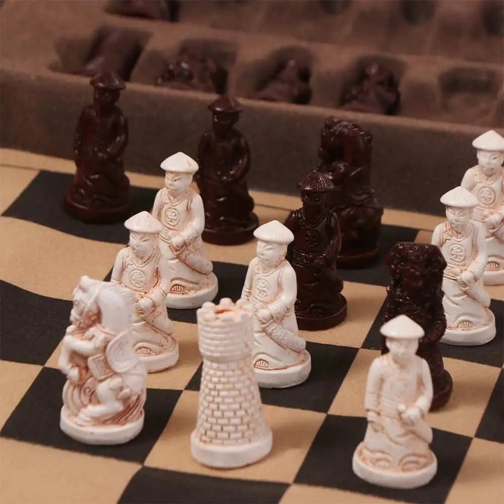 Resin Antique Chess Chess Pieces Lifelike Imitation Ancient Chinese Character Chess Set Entertainment Puzzle