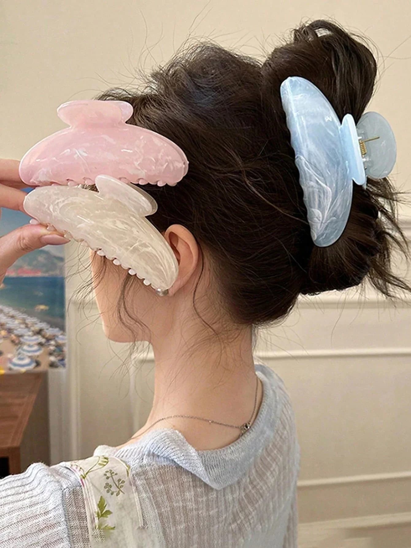 3 fermagli per capelli estivi in acquerello, fermagli a forma di artiglio alla moda per donna, accessori casual ed eleganti