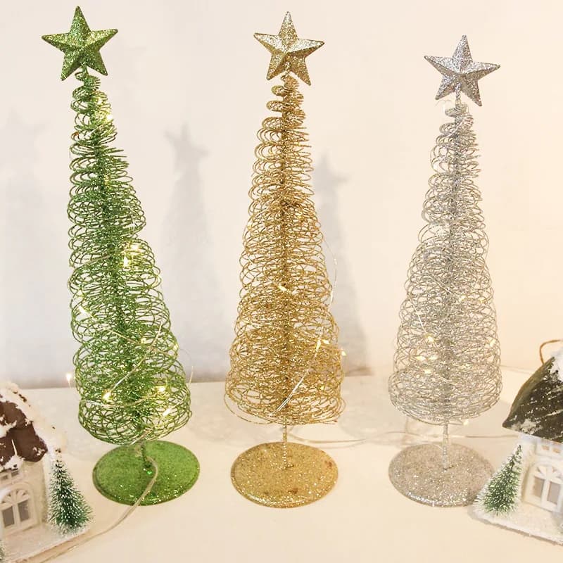 Decorazione natalizia per albero luminoso, confezione creativa, stringa di luce, decorazione da tavolo in metallo, piccoli regali per feste