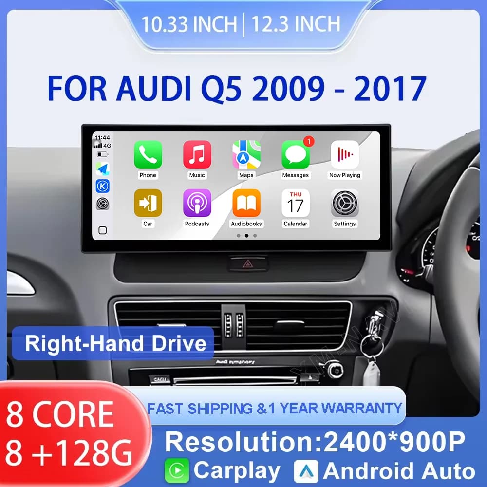 Lettore Multimediale Video per Auto Android 16 con Carplay Wireless per Audi Q5 2009 - 2017 Guida a Destra Navigazione GPS Stereo DSP