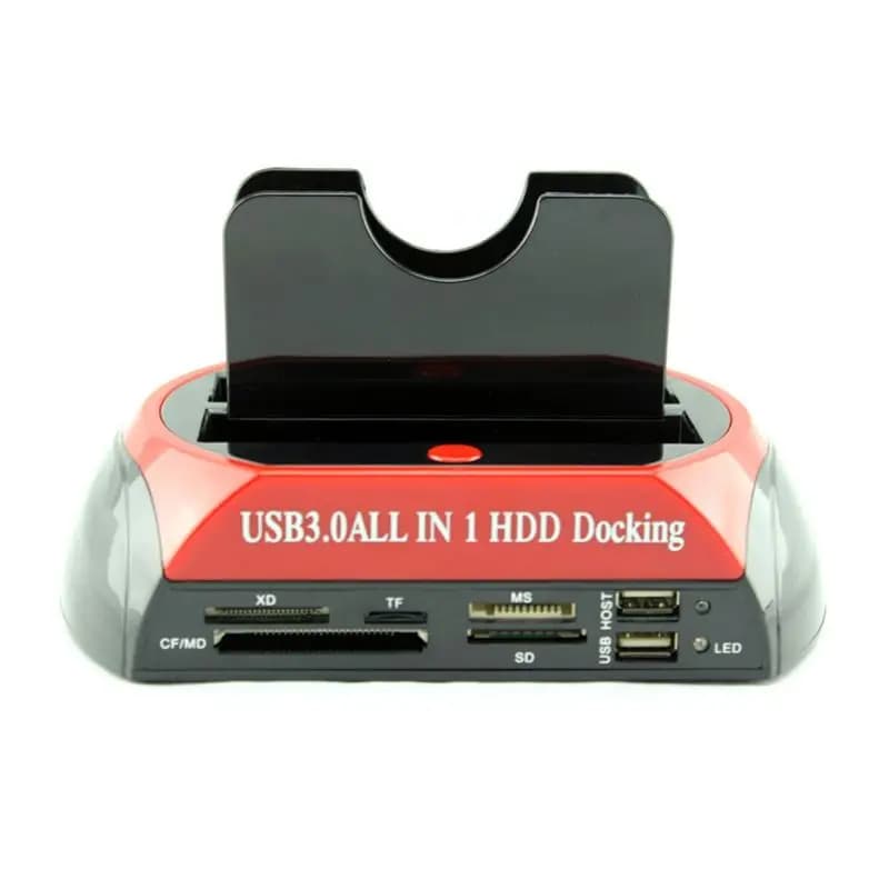 Stylish-Dual Bay HDD Docking Station USB3.0 SATA IDE 2.5 & 3.5 Inch External Hard Drive Dock All In 1 Hard Drive Holder
