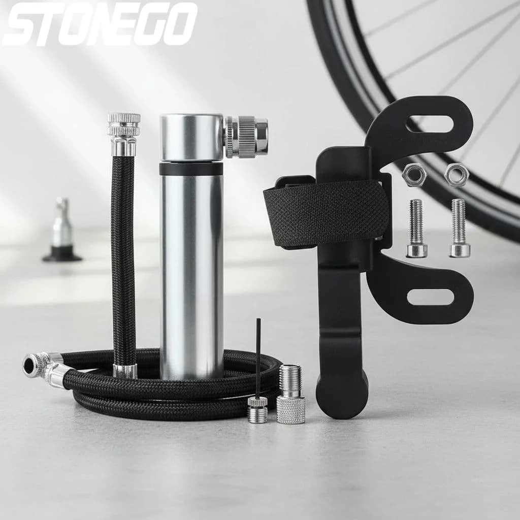 Pompa Portatile Tascabile per Bicicletta 120 PSI, Mini Pompa ad Alta Pressione per Valvole Presta e Schrader, Gonfiatore Ultraleggero per Pneumatici