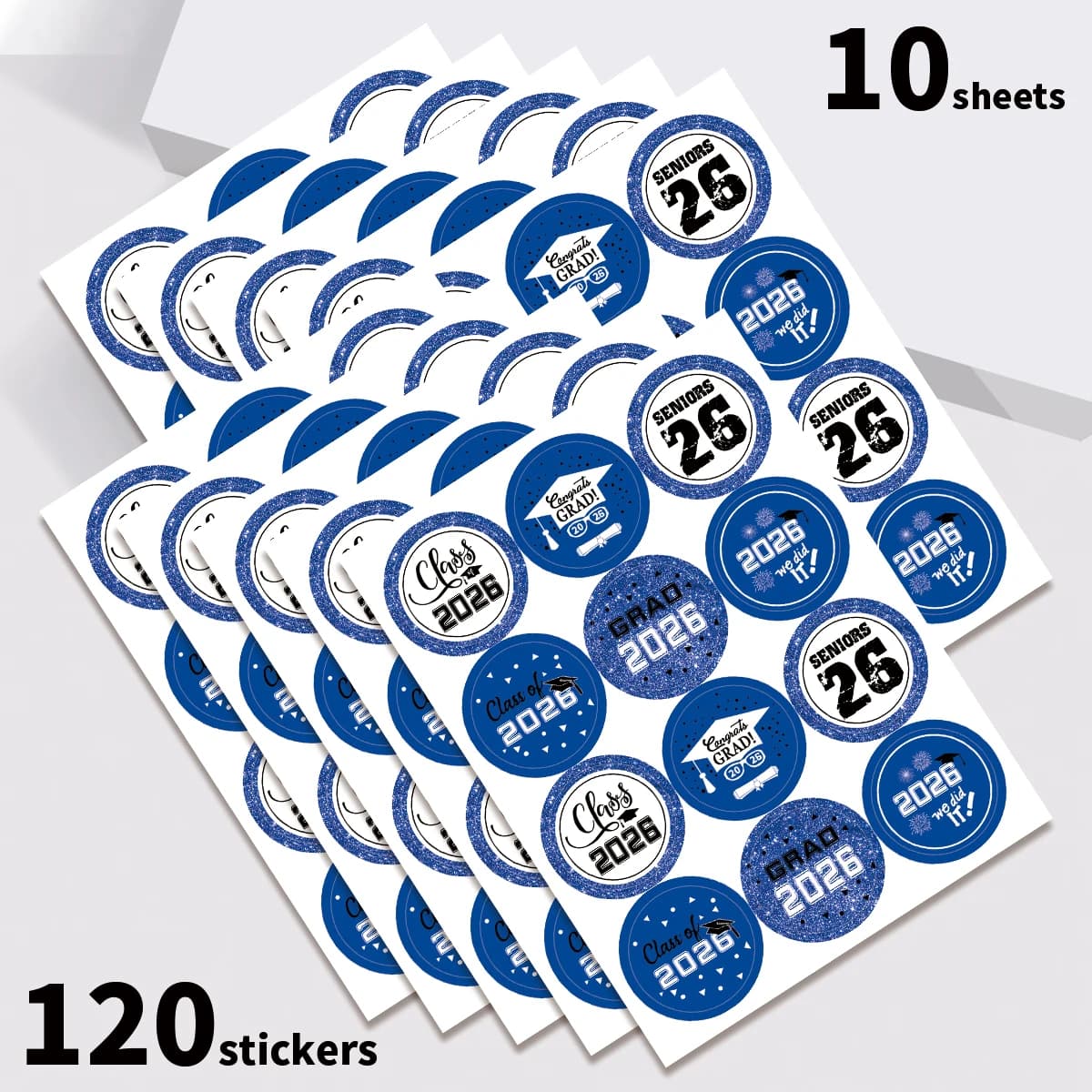 10 sheets/120 pieces of stickers for graduation 2026, labels for water bottles, envelopes, decorations for parties, gifts for graduation party